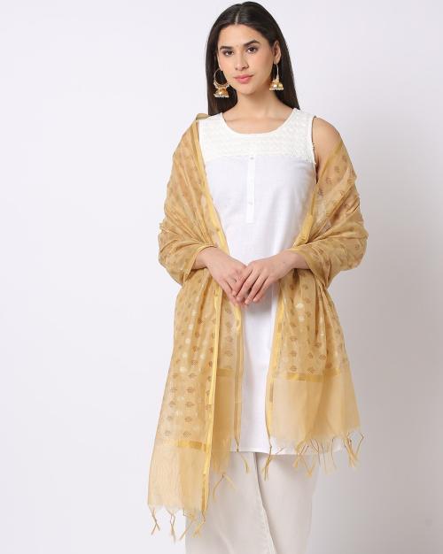 Buy Foil Print Dupatta with Tassels Online at Best Prices in India