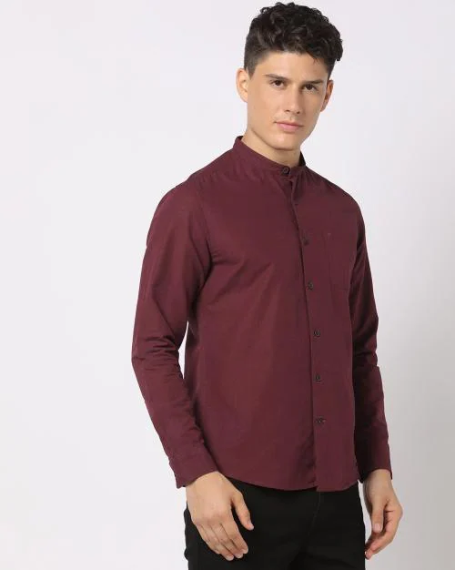 Buy Men Slim Fit Band Collar Shirt Online at Best Prices in India