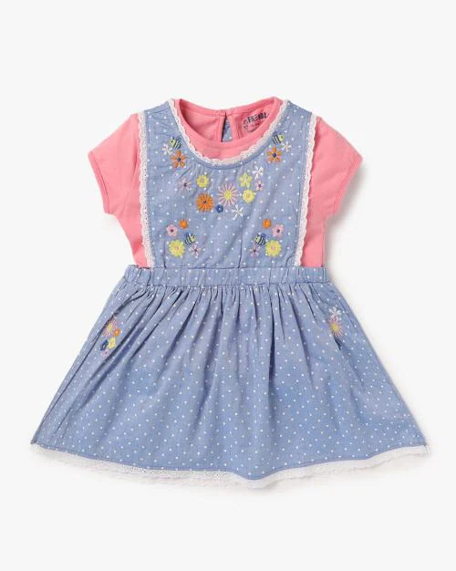 Printed Apron Dress & T-Shirt Set