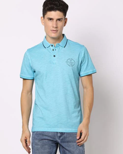 Slim Fit Polo T-Shirt with Tipping Collar