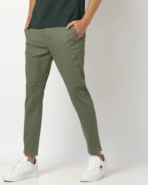 Skinny Fit Flat-Front Cropped Trousers