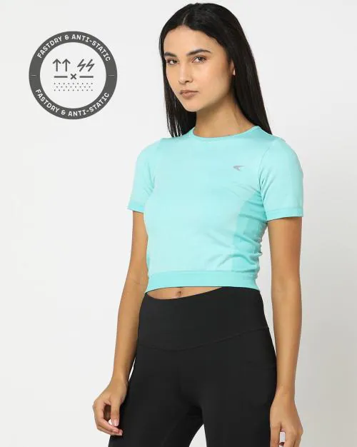 Fast-Dry Seamless Slim Fit Crop T-Shirt