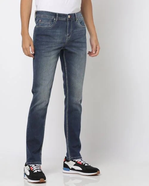 Men Mid-Wash Skinny Fit Jogger Jeans