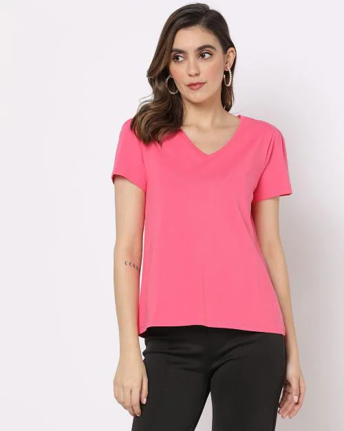 Buy VNeck TShirt with Short Sleeves Online at Best Prices in India