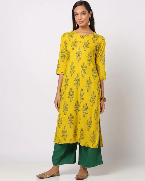 Floral Print Straight Kurta with Pants