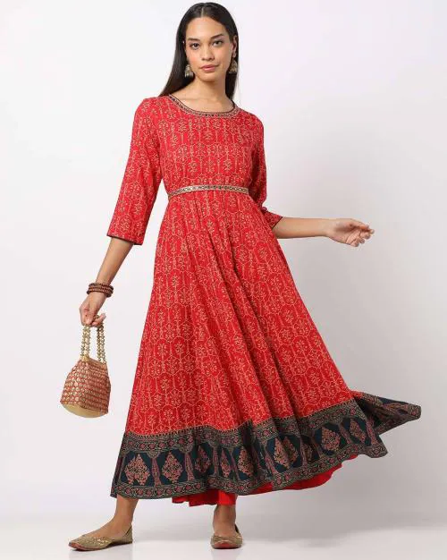 Printed Fit & Flare Maxi Dress