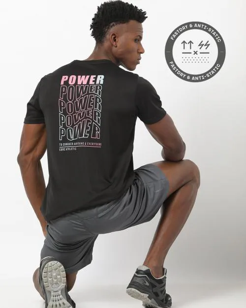 Relaxed Fit Brand Print Active Lifestyle Training Crew-Neck T-Shirt