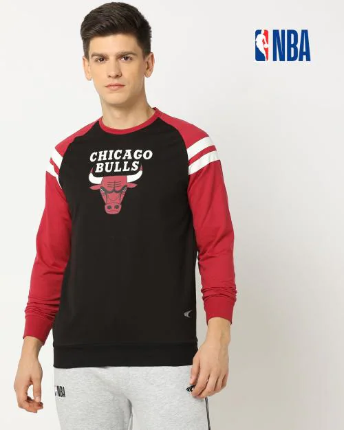 NBA Chicago Bulls Striped Regular Fit Sweatshirt