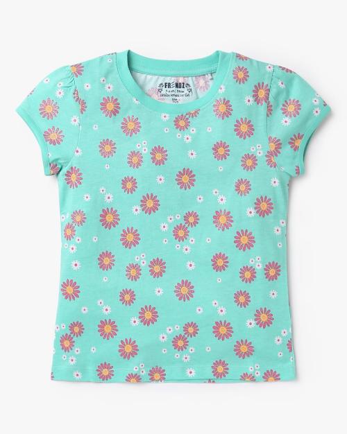 Aop Floral Print Round-Neck T-Shirt