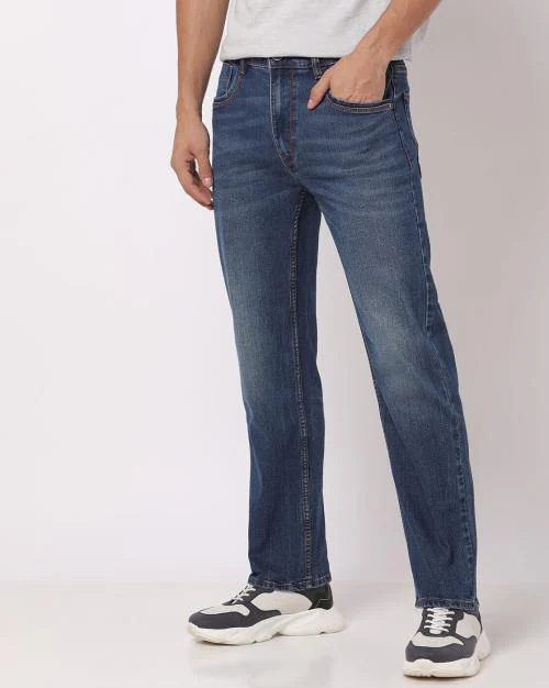 Men Mid-Wash Straight Fit Jeans