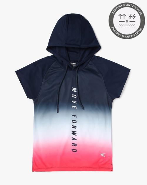 Ombre-Dyed Hooded T-Shirt