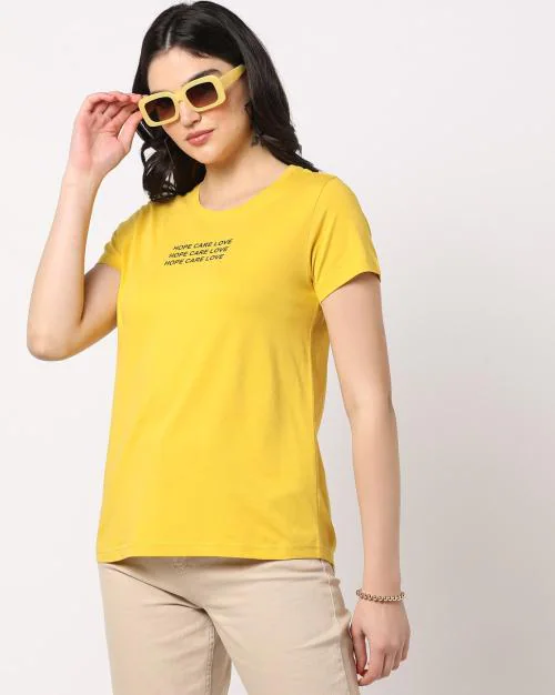 Typographic Print Crew-Neck T-Shirt