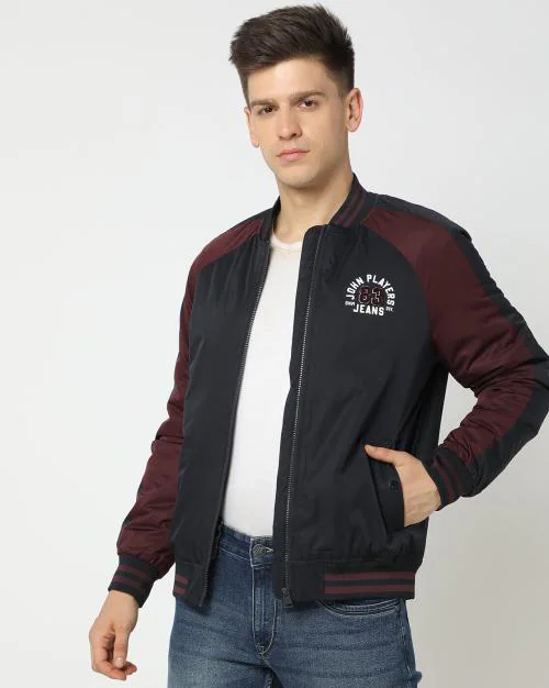 Colourblock Slim Fit Bomber Jacket