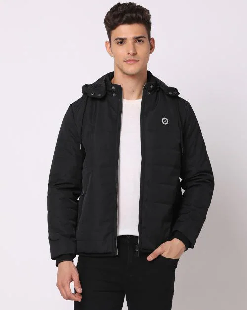 Zip-Front Slim Fit Hooded Puffer Jacket
