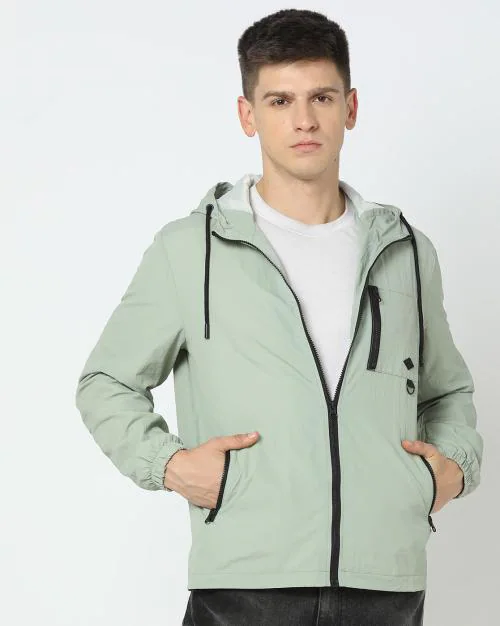 Men Slim Fit Hooded Jacket