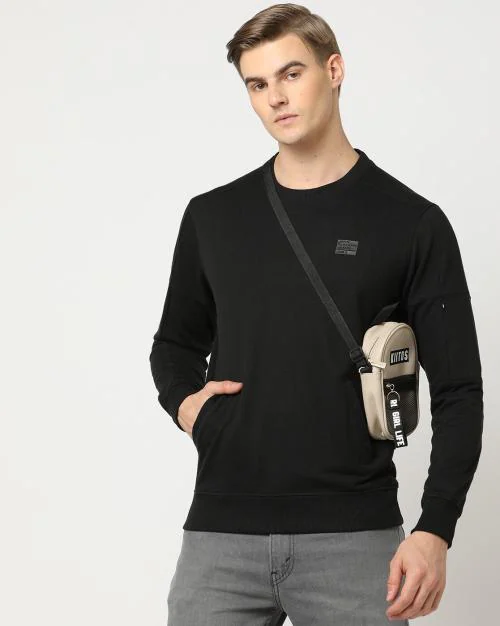 Slim Fit Crew-Neck Sweatshirt with Insert Pockets