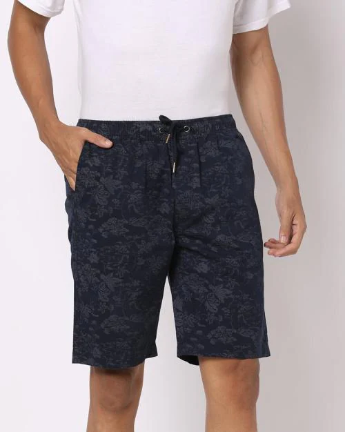 Floral Print Cotton Slim Fit Bermudas