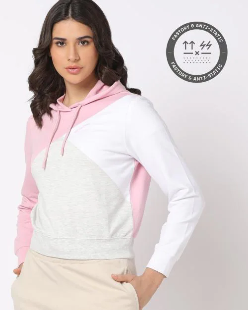 Colorblock Hoodie with Drawstring Fastening