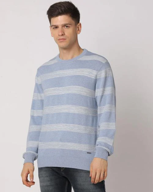 Striped Slim Fit Crew-Neck Pullover