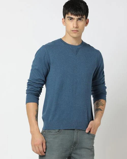 Ribbed Slim Fit Crew-Neck Pullover