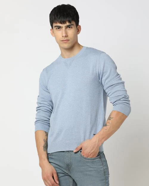 Ribbed Slim Fit Crew-Neck Pullover