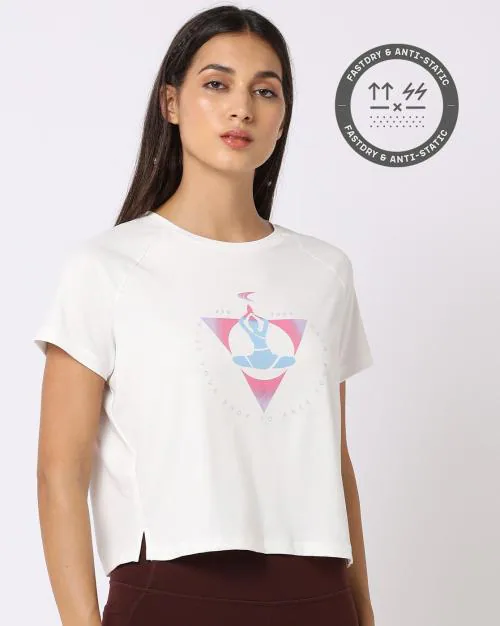 Yoga Chest Print Crew-Neck T-Shirt