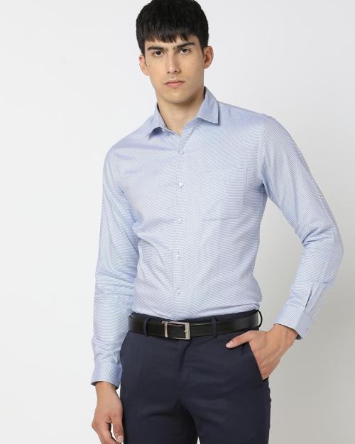 Men GIZA Cotton Checked Slim Fit Shirt