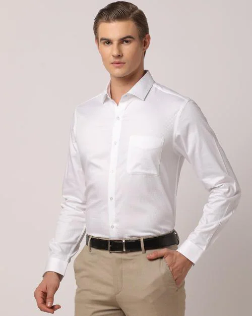 Men GIZA Cotton Slim Fit Shirt with Patch Pocket