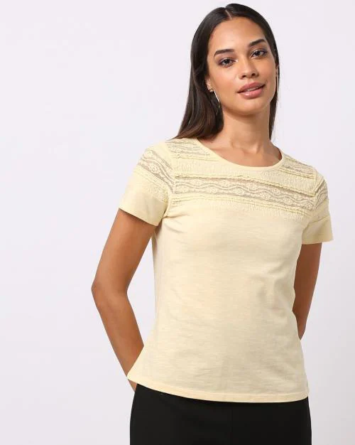 Lacy Round-Neck T-Shirt