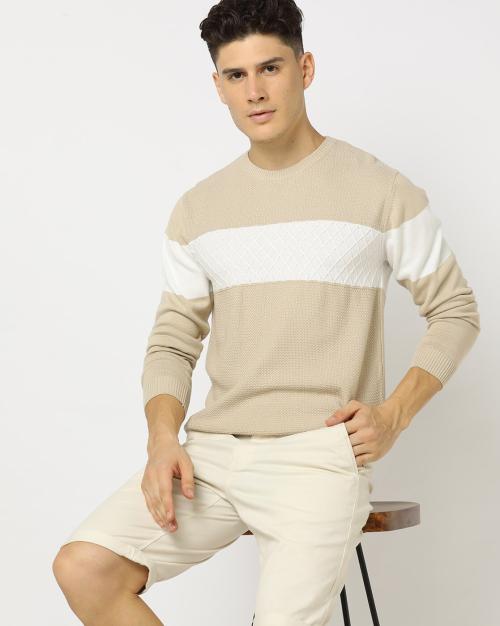 Colorblock Crew-Neck Pullover