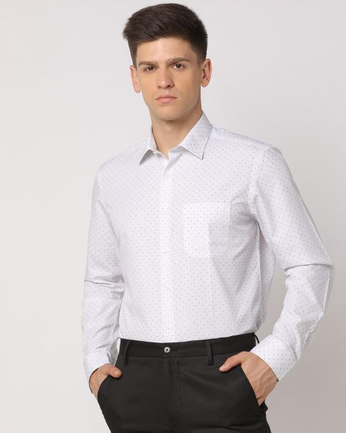 Men Micro Print Slim Fit Shirt