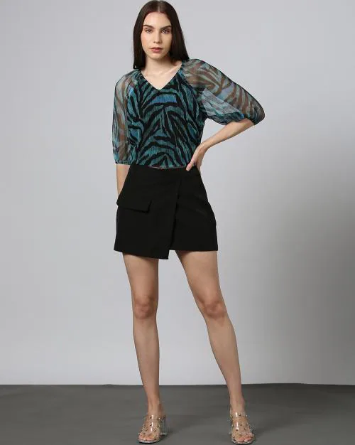 Wrap Skirt with Flap Detail