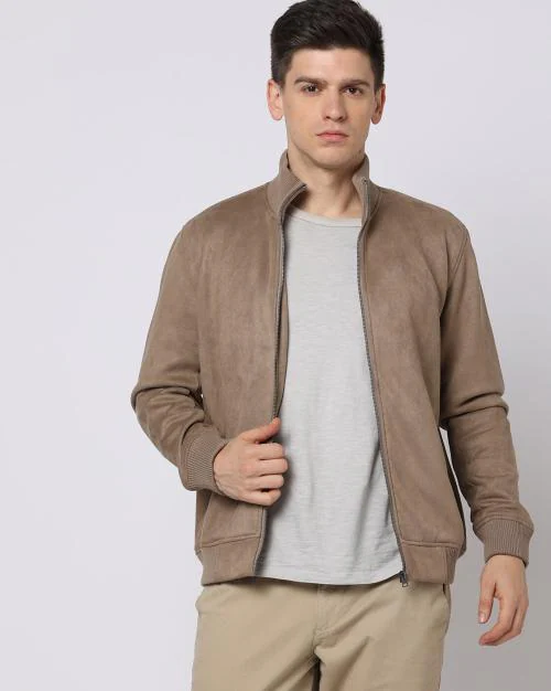 Zip-Front Slim Fit Bomber Jacket