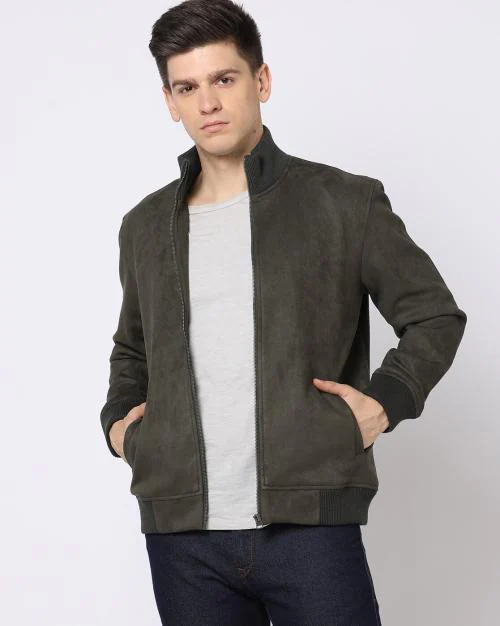 Zip-Front Slim Fit Bomber Jacket