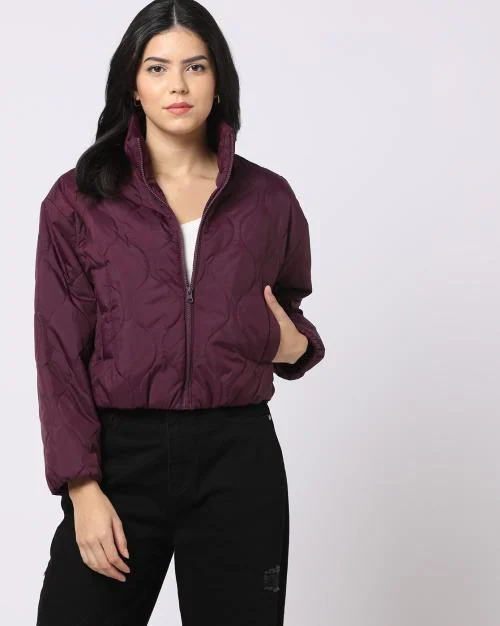 Zip-Front Quilted Jacket with Insert Pockets