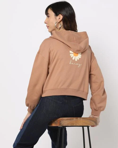 Printed Zip-Front Hoodie