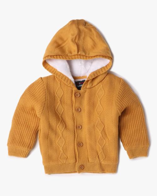Boys Cable-Knit Button-Down Hooded Cardigan