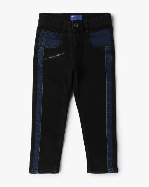 Boys Slim Fit Jeans with Contrast Panel