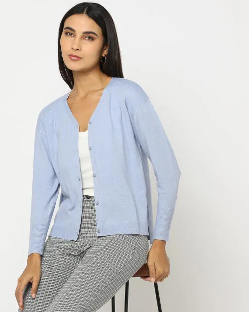 Button-Down V-Neck Cardigan