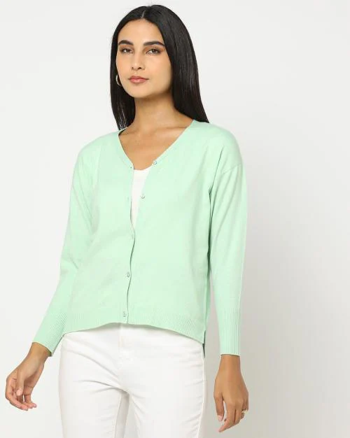 Button-Down V-Neck Cardigan