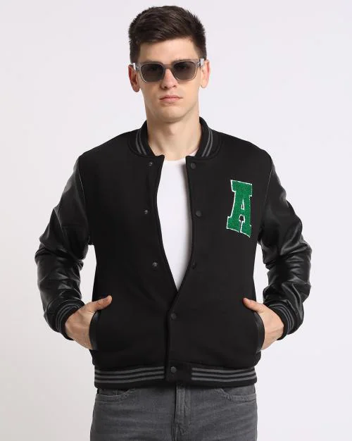 Button-Down Regular Fit Varsity Jacket