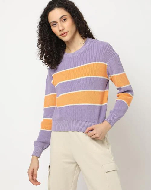 Striped Round-Neck Pullover