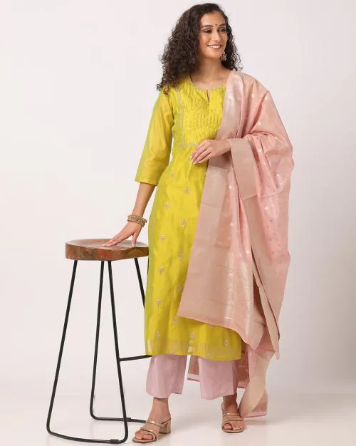 Embellished Kurta Set with Dupatta