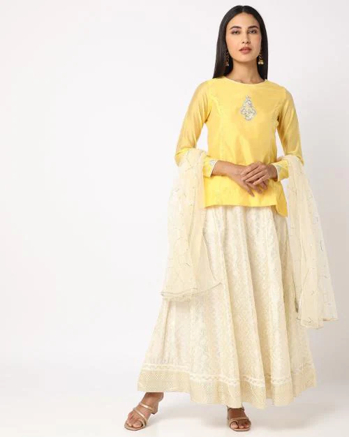 Embellished Lehenga Choli Set with Dupatta