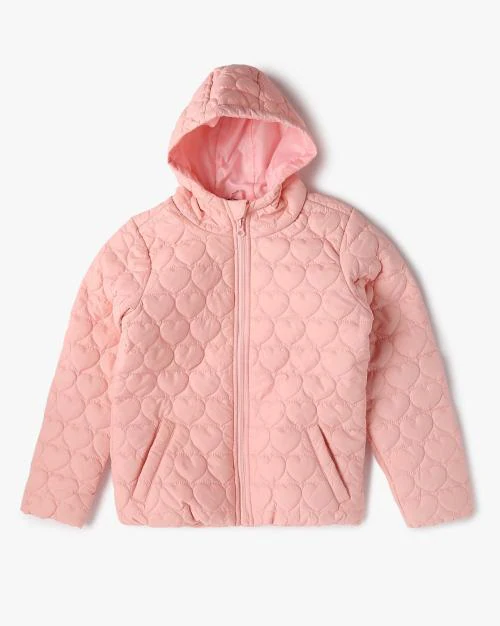 Girls Zip-Front Quilted Puffer Jacket