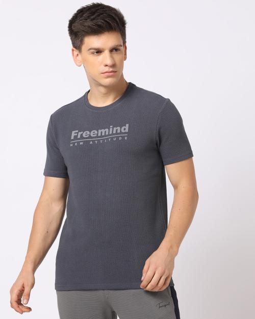 Regular Fit Box Structure Printed Crew-Neck T-Shirt