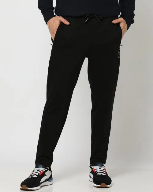 Men Reflective Print Straight Track Pants