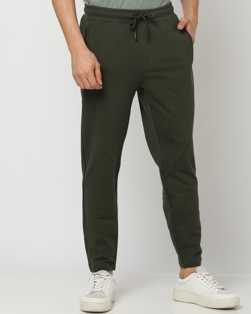 Men Reflective Print Straight Track Pants