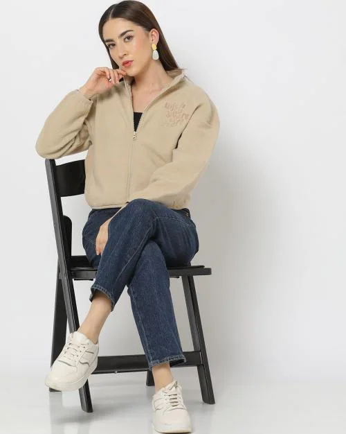 Women Typographic Embroidered Regular Fit Sweatshirt