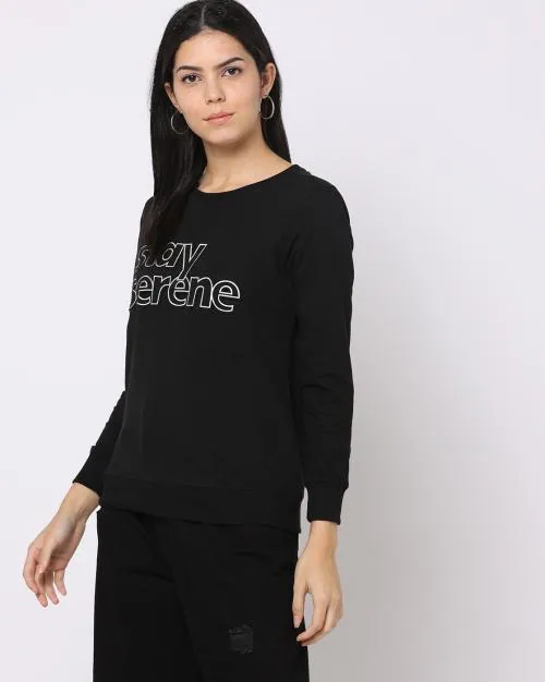Typographic Print Crew-Neck Sweatshirt